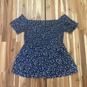 Old Navy Off the Shoulder Smocked Paisley Top Small